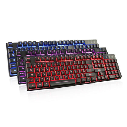 Rii RK100 3-Color LED USB Wired French(Azerty) Gaming Keyboard Mechanical-feeling (RED,Blue ,Purple)