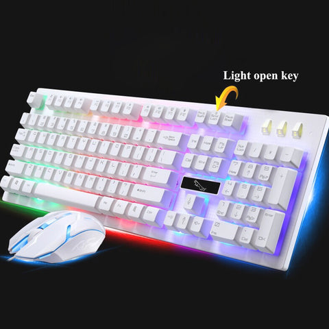 White G20 Backlight Keyboard USB Wired Keyboard Mouse Combos Gamer Keyboard Gaming Mouse with LED light For PC Laptop