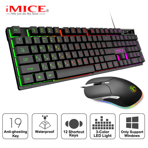 Gaming Keyboard and Mouse Wired Gamer Keyboard with Backlight 6400DPI Wired Mouse Ergonomic Computer Mouse with Cable for Laptop