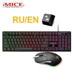 Gaming Keyboard and Mouse Wired Gamer Keyboard with Backlight 6400DPI Wired Mouse Ergonomic Computer Mouse with Cable for Laptop