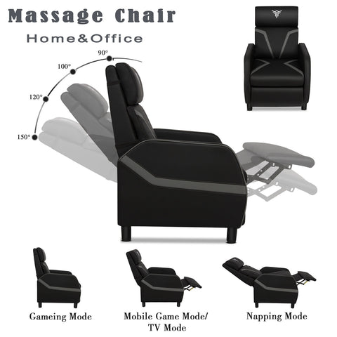 Racing Gaming Chair Massage Sofa Recliner Footrest Leather Home Theater Seating