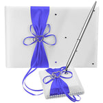 Wedding Guest Book With Pen Holder Sets Satin Bows Signature Book With Diamonds Love Shape For Party Decorations