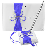 Wedding Guest Book With Pen Holder Sets Satin Bows Signature Book With Diamonds Love Shape For Party Decorations