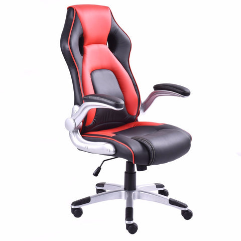 Goplus PU Leather Executive Racing Style Bucket Seat Office Desk Chair Task Modern Swivel Computer Gaming Chairs HW52436