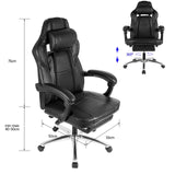 New PU Leather Gaming Office Chair with Armrests Headrest Footrest High Back Tilt Swivel Chair for Working Studying Gaming HWC