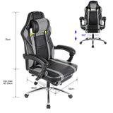 New PU Leather Gaming Office Chair with Armrests Headrest Footrest High Back Tilt Swivel Chair for Working Studying Gaming HWC